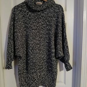 Vintage 80s Beldoch Popper Black White Woman's Dolman Slv Sweater Sz Small